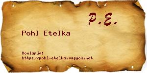 Pohl Etelka névjegykártya